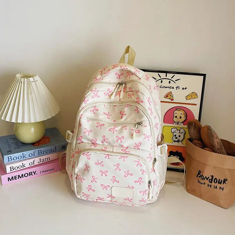 Backpack for Girl Cute Backpack Bow Full Travel Bags Lightweight Backpack Class Bags for Girl High School Students School Bag