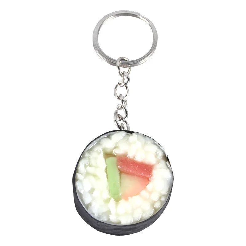 Stall wholesale key chain Japanese fake salmon sushi roll simulation food key chain pendant creative gift food play model K4920
