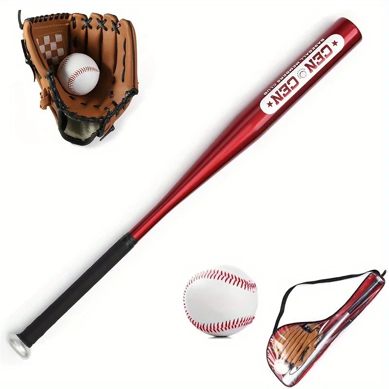 Baseball Balls Set 63.5cm Aluminum Alloy Baseball Bat PVC Baseball Glove Baseball Kit for Beginners Games and Batting Practice