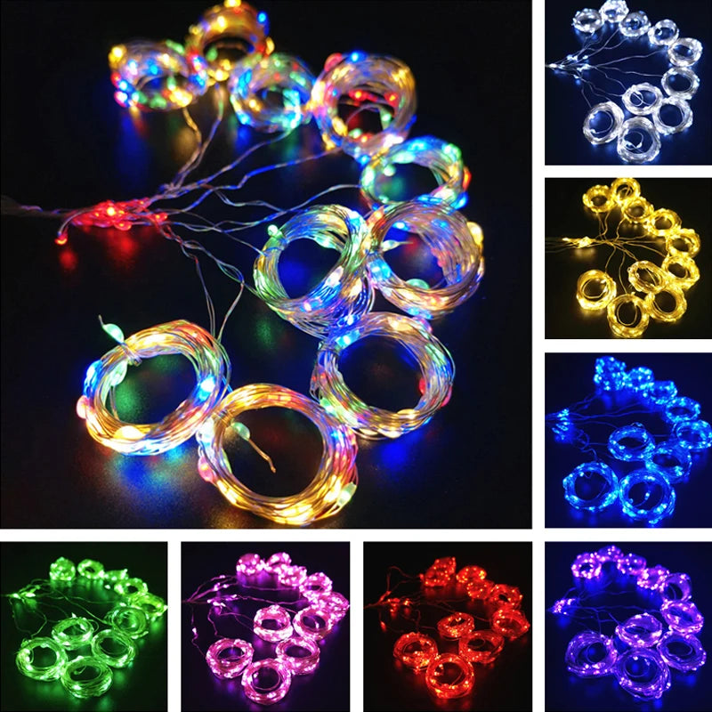 USB Plug Curtain LED String Lights 8 Modes Remote Control Holiday Wedding Fairy Garland Lights For Bedroom Living Room Decor