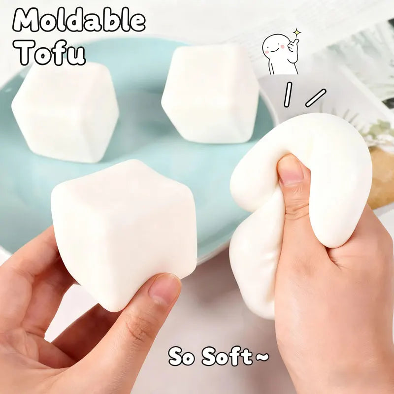 Squishy Tofu Stress Relief Toy for Autism ADHD Anxiety Soft Automatic Shape Recovery Fidget Toy for Stress Relief