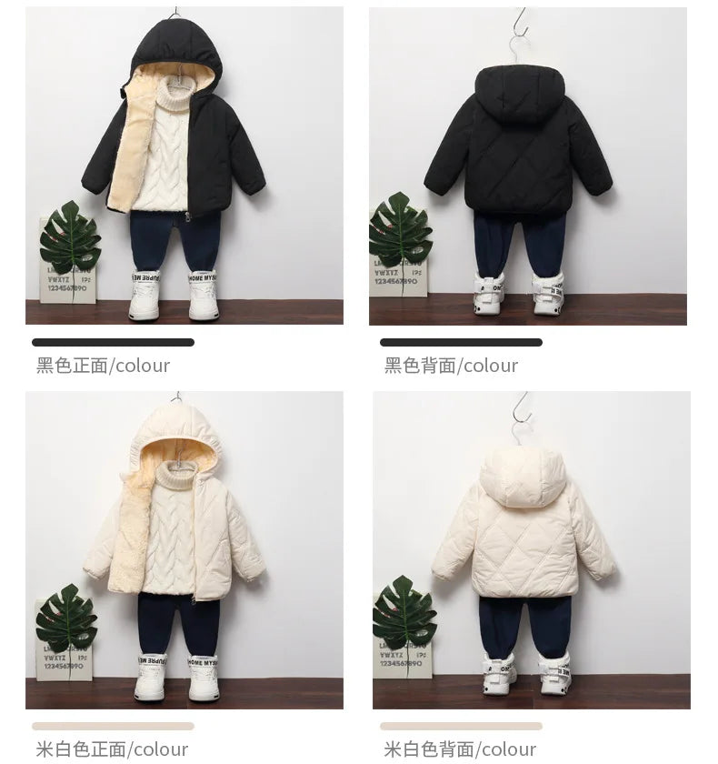 Winter Baby Kids Jacket For Girls Coats Lamb Wool Plus Velvet Thick Coats Toddler Children Outwear 1-6 Year Boys Cotton Jackets