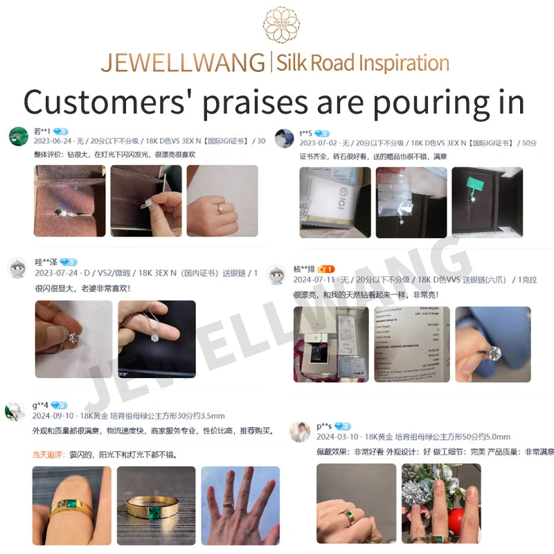 JEWELLWANG 18K Pure Gold Lab Grown 1 Ct Emerald Stud Earrings for Men or Women Surrounded By Synthetic Diamonds Luxury Jewelry