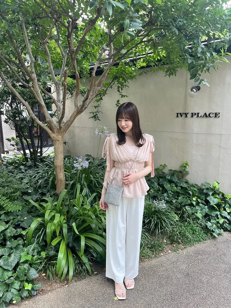 Women's Tops Summer Bow Tie Sweet Elegant Blouse Femme V Neck Shirt Waist-Cinching Japanese Style Sleeveless Chiffon Blouse