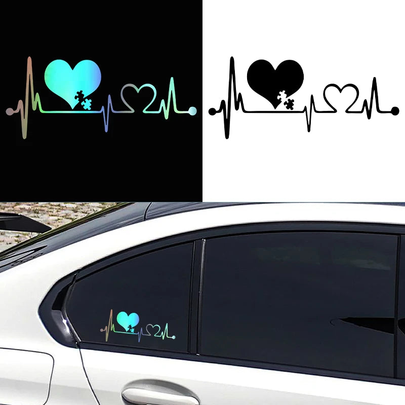 16.6CM*7.2CM Autism Heart Beat Lifeline Creative Car Stickers Car Window Personality Decorative Accessories Car Styling Decals