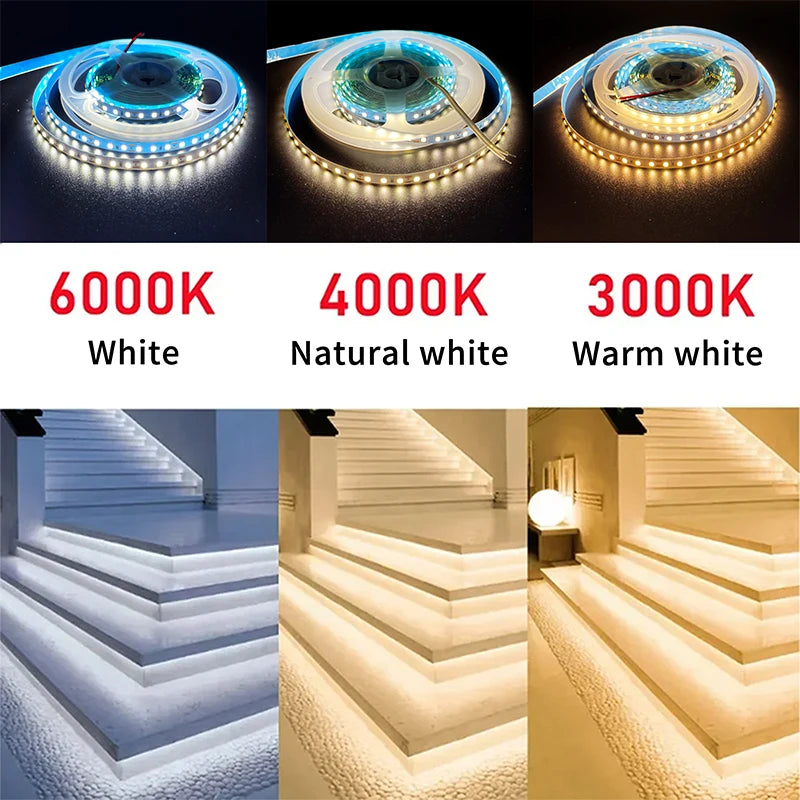 5m DC12V LED Strip light SMD 2835 120LED/m 240LED/m Self Adhesive Flexible Strip Ribbon Home Decor Light Kitchen Lighting