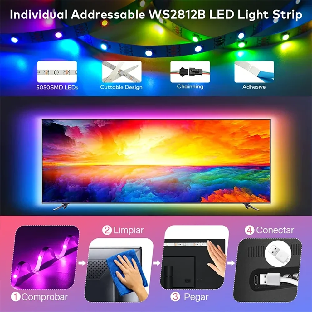 LED Strip RGBIC 24 Key Control SMD5050 Strip Chasing Effect Light Flexible Tape Diode Strip TV Backlight Room Decoration