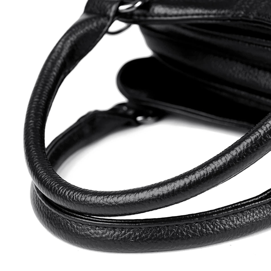 2024 New 3-layer Large Capacity Women Tote Bag Fashion Women's Trendy Shoulder Bags High Quality Soft Leather Female Handbag Sac