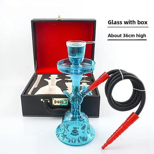 A full set of hookahs, hookahs, with a portable box glass pot shisha single tube