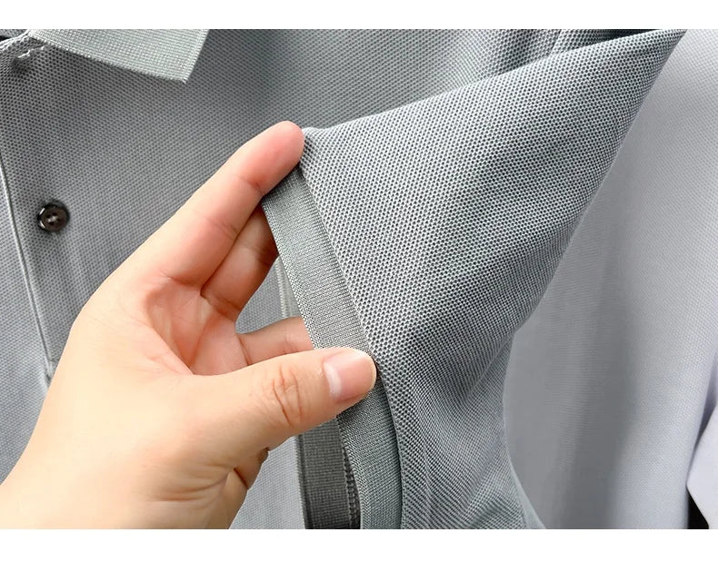 100% pure cotton men's short sleeve polo shirt high-quality classic solid color summer business casual comfort versatile T-shirt