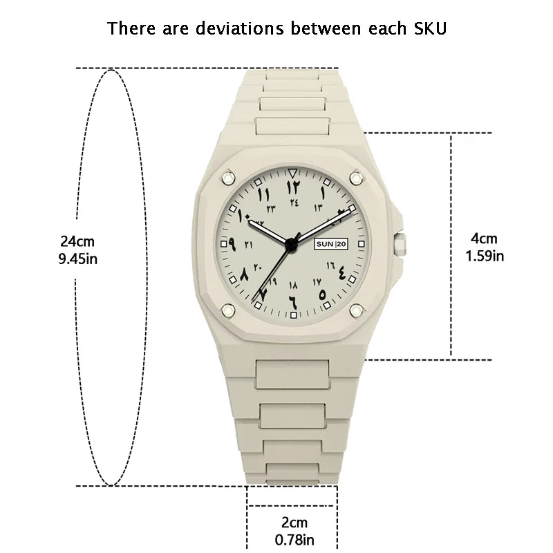Both men and women can wear this stylish new men's watch. It is a simple black men's quartz watch with Arabic numerals and a cas