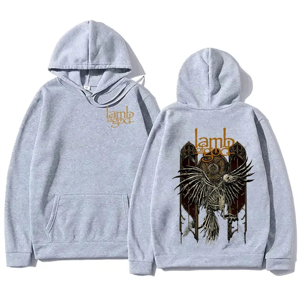 Mental Band Lamb of God Heavy Album Covers Graphic Print Hoodies Men Women Street Sweatshirts Loose Casual Oversized Pullovers