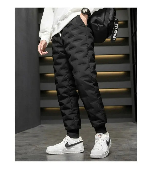 Thickened Lamb Velvet Men's Winter Outdoor Wear Windproof Coldproof Fleece Lined Pants Large Size Warm Waterproof down Cotton...