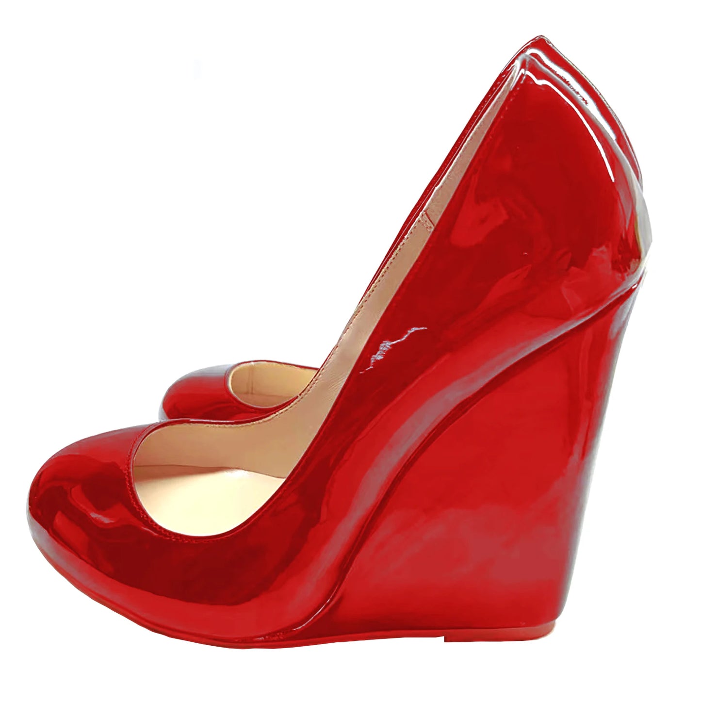 Womens Wedge Sandals Round Toe High Heels Pumps Shoes Ladies Woman Wedges Comfortable Casual Footwear Black Patent Customized