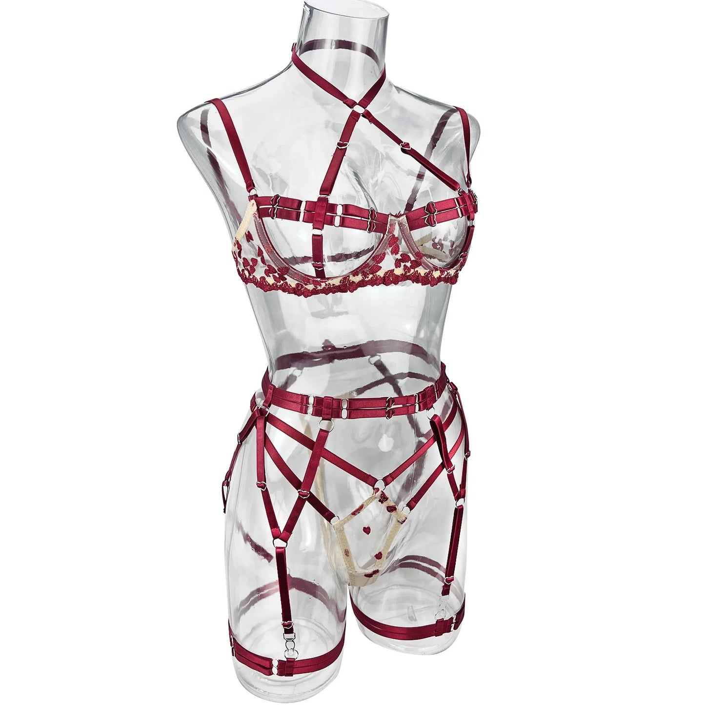 Lingerie Double color splicing strap complex heavy craft underwear 5-piece set Fantasy clothing sexy woman clogs xxx sexy set