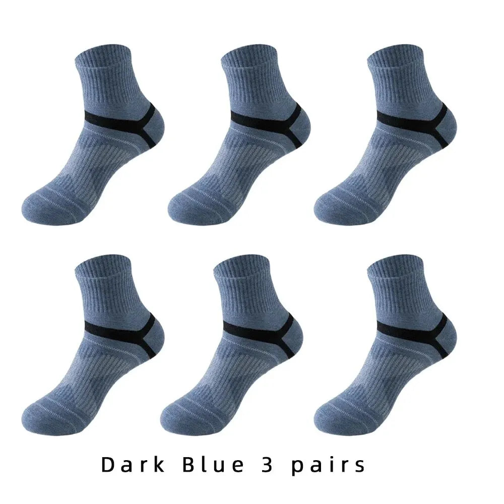 3/5/6 Pairs  Cotton Outdoor Sports Socks, Sweat Absorbing and Odor Resistant Cotton Running Basketball Socks, Trendy Socks