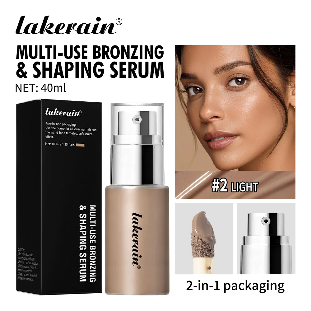 Lakerain Contouring Shaping Serum Long Lasting Nature Bronzing Foundation Deep Moisturizing Brighten Facial Contouring Concealer