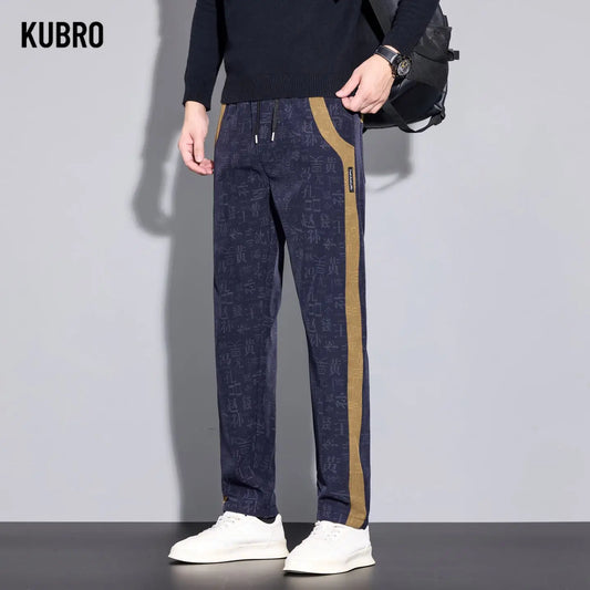 Men's Casual Pants Are Trendy and Versatile Straight-leg Pants with Printed Anti-wrinkle Features for Men in Autumn and Winter