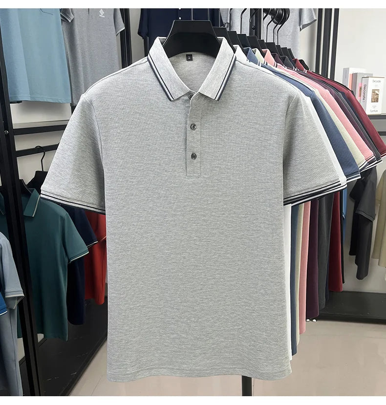 100% pure cotton summer men' luxury brand polo shirt temperament golf short style business casual high-quality T-shirt short top