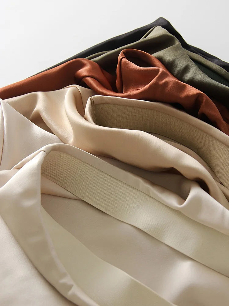Summer Satin Skirts For Woman Office Maxi A Line Black Silk Skirts With Slit Lady High Waist Women Patchwork Skirt Long Elegant