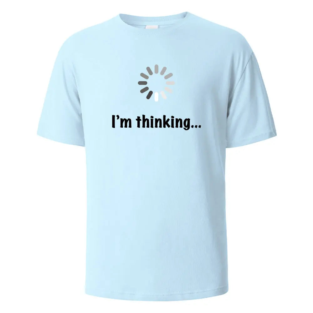 I'm Thinking printed T-shirt for men 100% cotton casual short-sleeved top high-quality summer T-shirt
