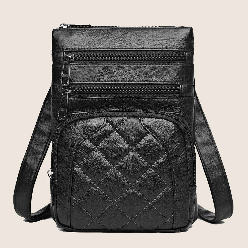 Ladies' soft leather shoulder bag, mobile phone bag, layered bag, mailman, one shoulder luxury designer, ladies' handbag, wallet