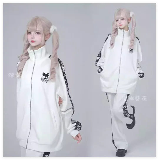 Japanese Style Halloween Gothic Clothes Anime Subculture Sweatshirt Coat Women Girls Punk College Style Black Hoodies Jacket