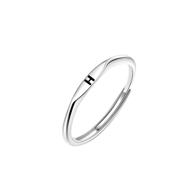 New 925 Sterling Silver Letter Ring Charm Personality Simple Style Woman Ring Birthday Gift for Friends Exquisite Jewelry