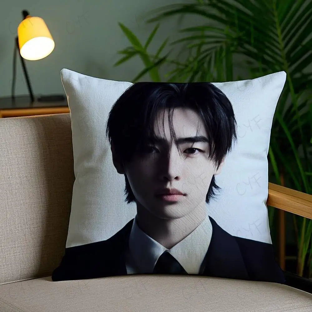 Kpop Singer P-Park Sunghoon Pillow Case Anti-dustmite Pillowcase Invisible zipper silky short plush Sofa cushion cover