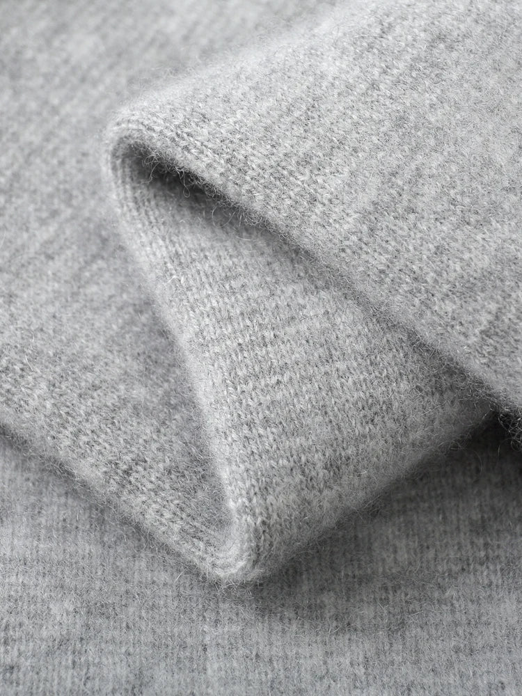 100% Pure Wool Sweater Suit Men's  Hooded Cardigan Wool Pants Thick Warm Knitwear Autumn Winter Smart Casual Trousers Hoodie