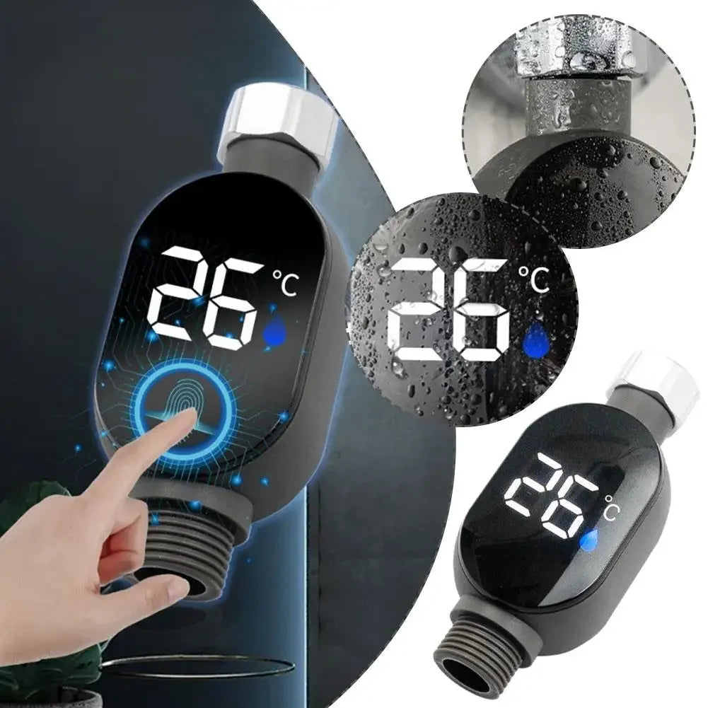 Shower Water Thermometer LED Digital Display&Intelligent Touch Activation 0℃~99℃ Bath Thermostat For Home Bathroom Measurement