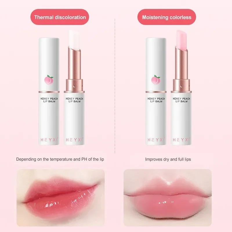 Honey Peach Lip Balm Color Change Lipstick Lips Plumper Moisturizing Hydrating Nourishing Lips Skin Care