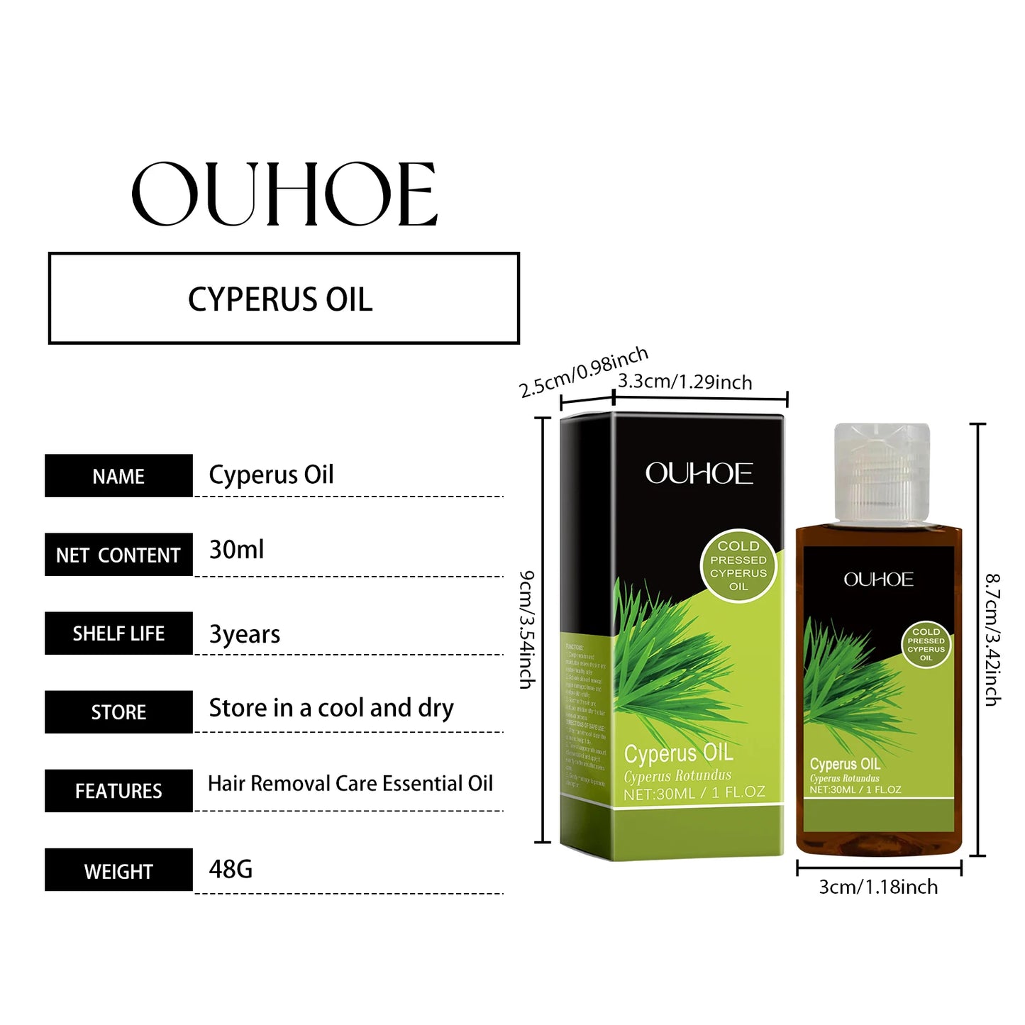 Pure Cyperus Rotundus Essential Oil Moisturizing Nourishing Reduce Redness Smoothing Repair Legs Arms Body Hair Removal Care Oil