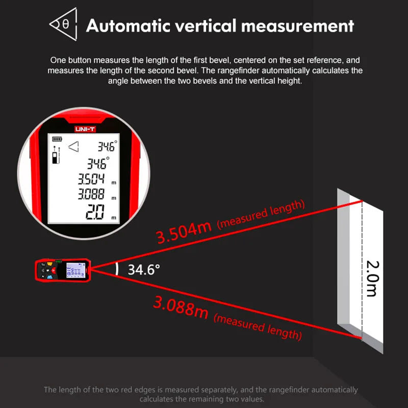 UNI-T Handheld Laser Rangefinder Distance Meter 40M 60M 80M 100M Medidor Laser Tape Build Measure Device Electronic Ruler