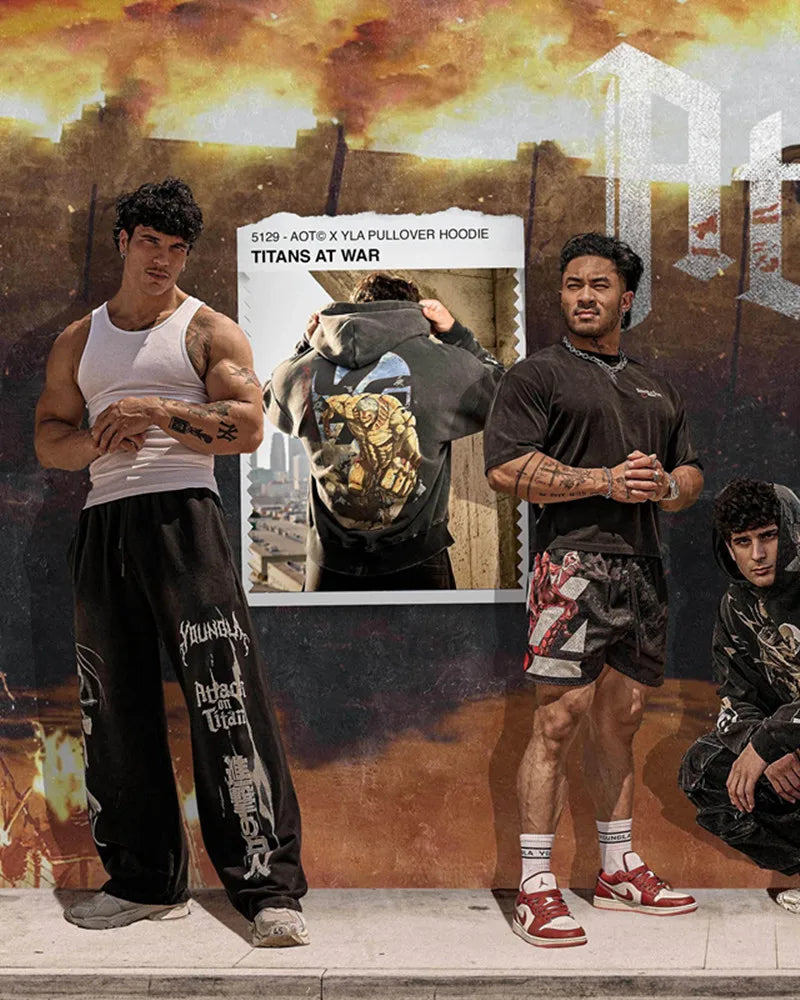new 2026 American sports pants gym fitness running training pants cotton wool print wide leg pants