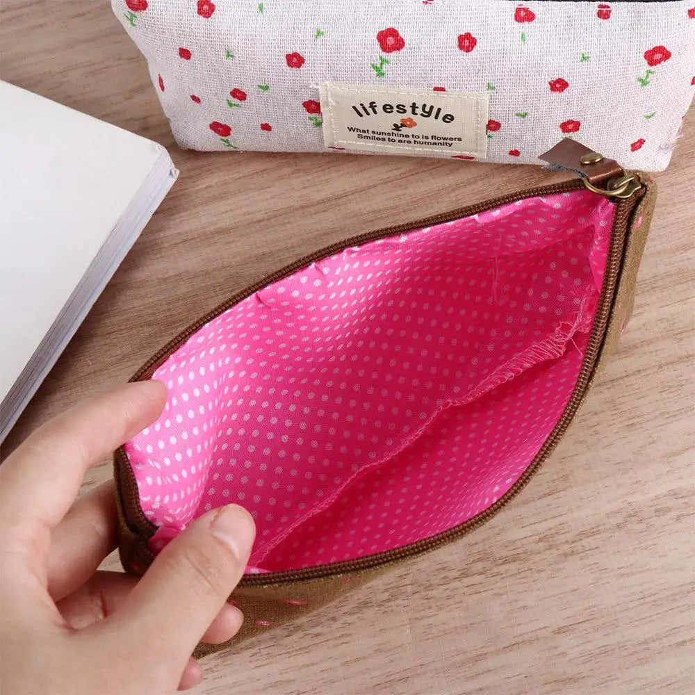 School Supplies Kawaii Makeup Bag Student for Girl Fabric Pen Bags Pencil Bag Pencil Case Zipper Pouch