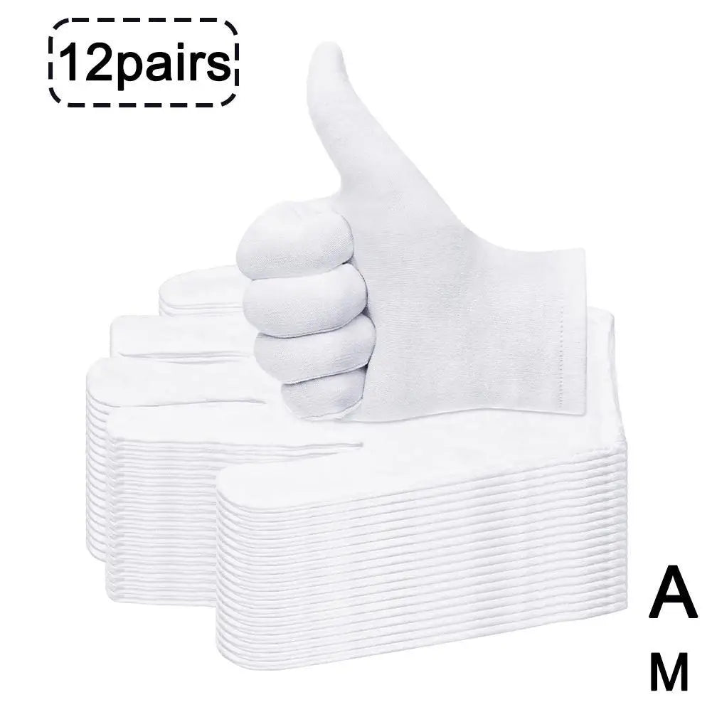 12 Pairs Cotton Gardening Gloves Wear-Resistant Ventilate Work Protection Antiskid Comfortable White Gloves Natural And Soft