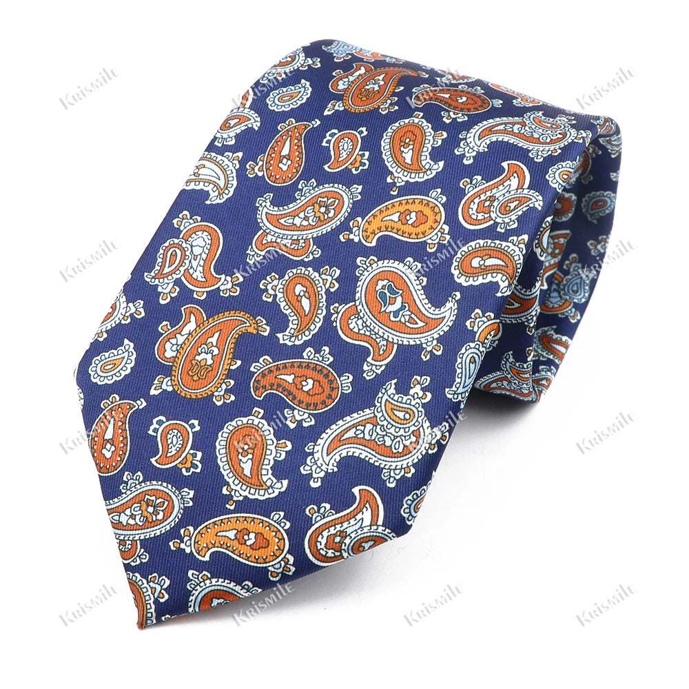 New Design Bohemian Style Necktie For Men Silk Touch Soft Blue Red Yellow Necktie Fit Wedding Party Business Office Accessory