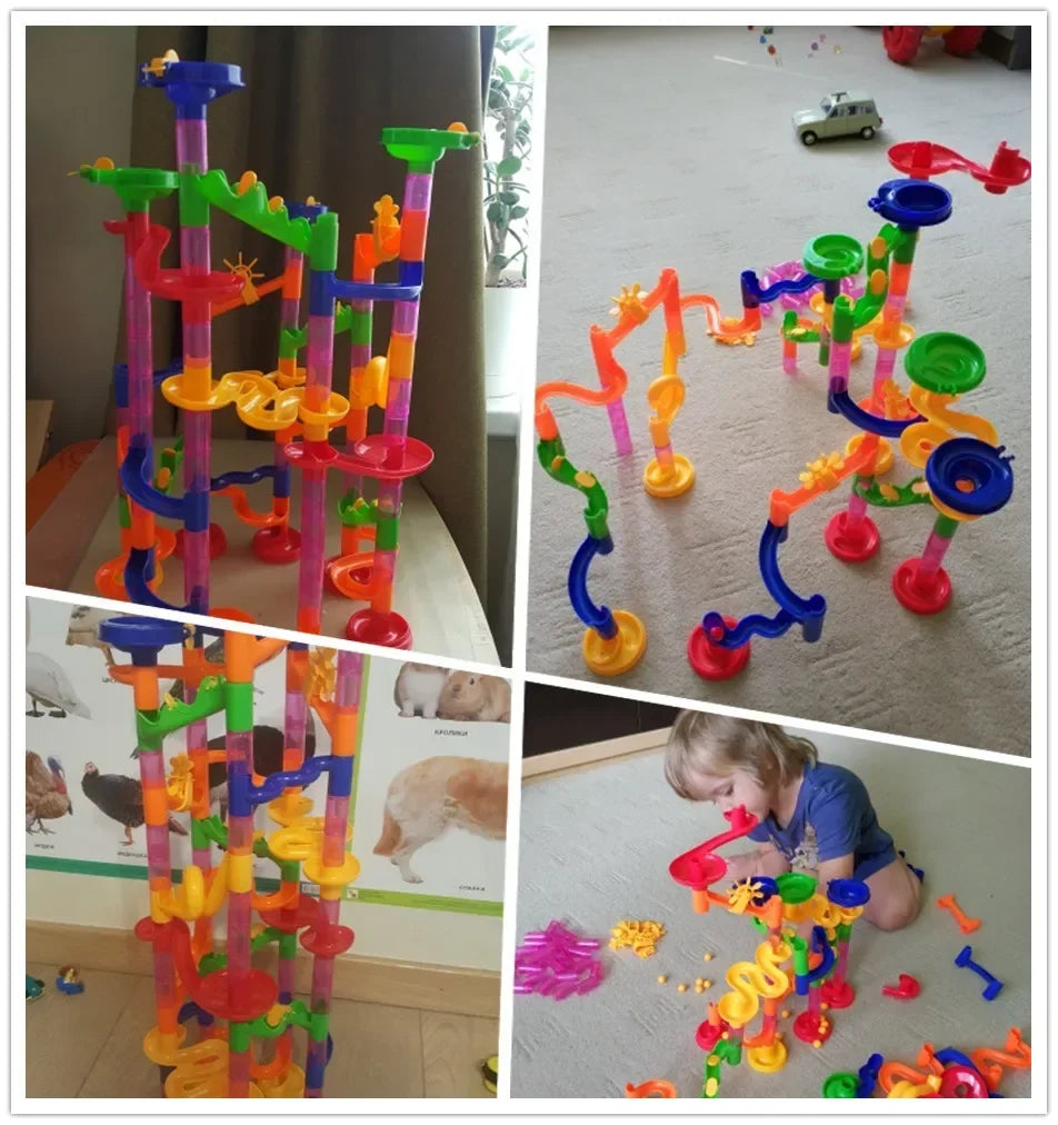 Marble Run Building Blocks Marbles Slide Toys For Children DIY Creativity Constructor Educational Toys Children Gift