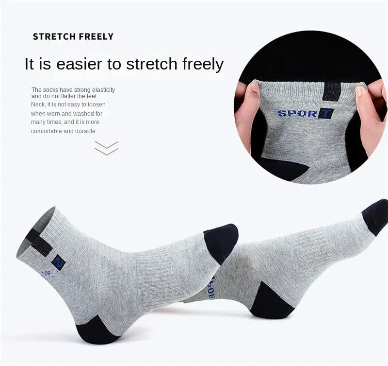 5Pairs/Lot Men's Socks Mid-tube Socks Absorb Sweat Running Professional Sports Socks Breathable Outdoor Basketball Riding Socks