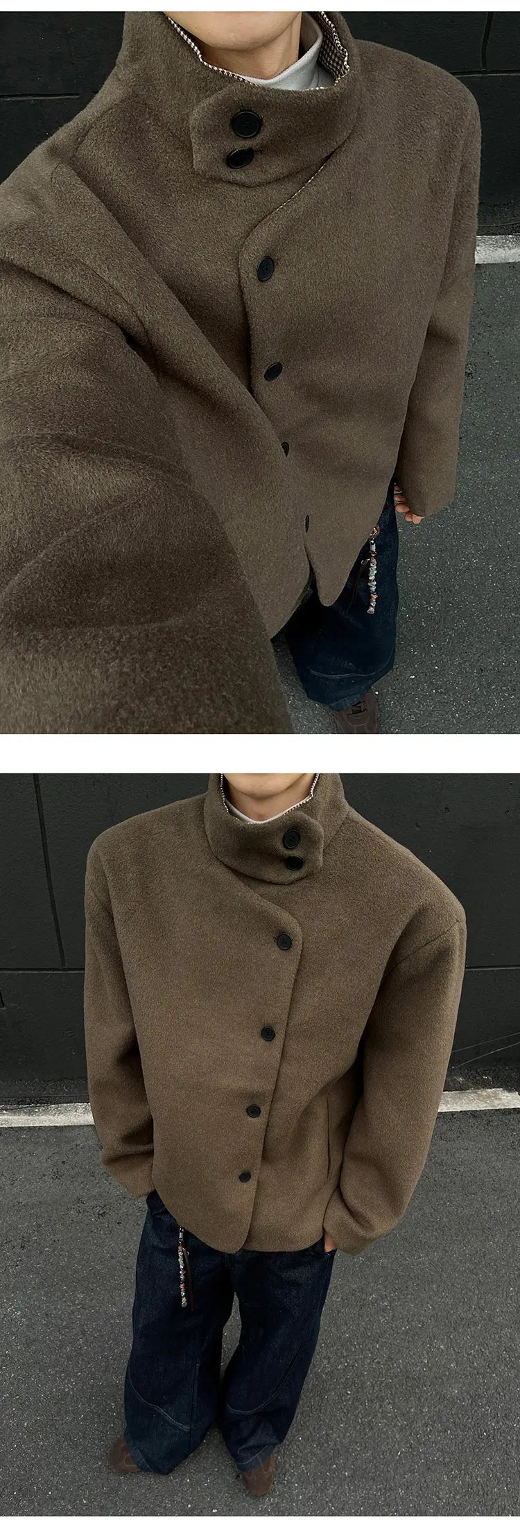 Winter woolen jacket men Caot Warm windproof 2025 New Style Fashionally Slim-Fitting Short Jacket Coat Individuality stand-up