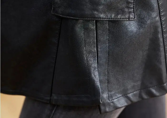 Turn-down Collar Genuine Leather Jacket Women Korean Fashion Slim Sheepskin Coat Black Real Leather jackets ladies Casual Blazer