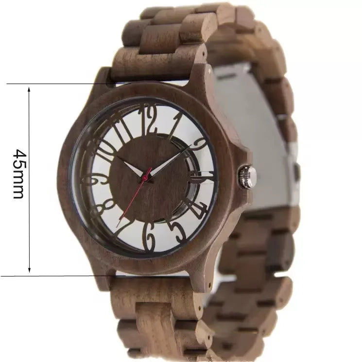 Wooden Watches for Men Handmade  Engraved Wood Watch Analog Quartz Men's Wooden Watch
