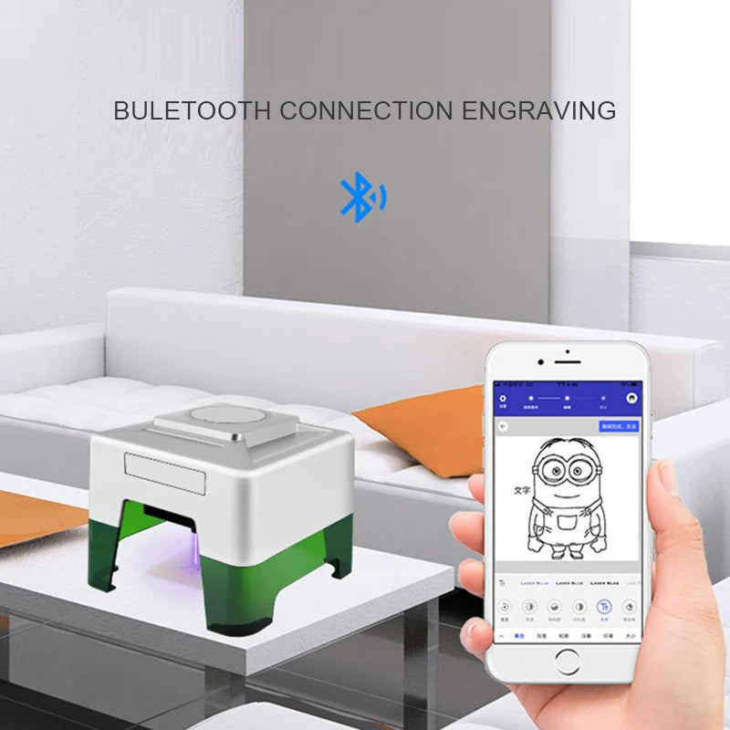 New Laser Engraver DIY Mark Printer Cutter Woodworking Machines Plastic 3000mw Bluetooth Mini Engraving Machine