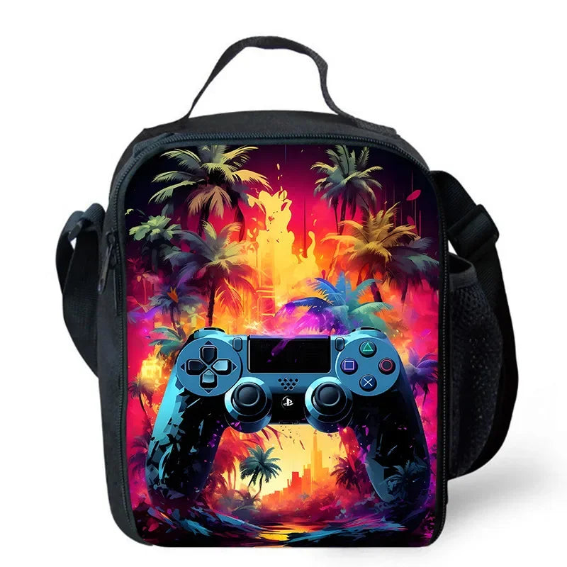 Lunch bags for Child,Cartoon Game con-so-les School Picnic Bags for Boys,Large Kids Insulation Cooler Bags for Aged 4-10 years