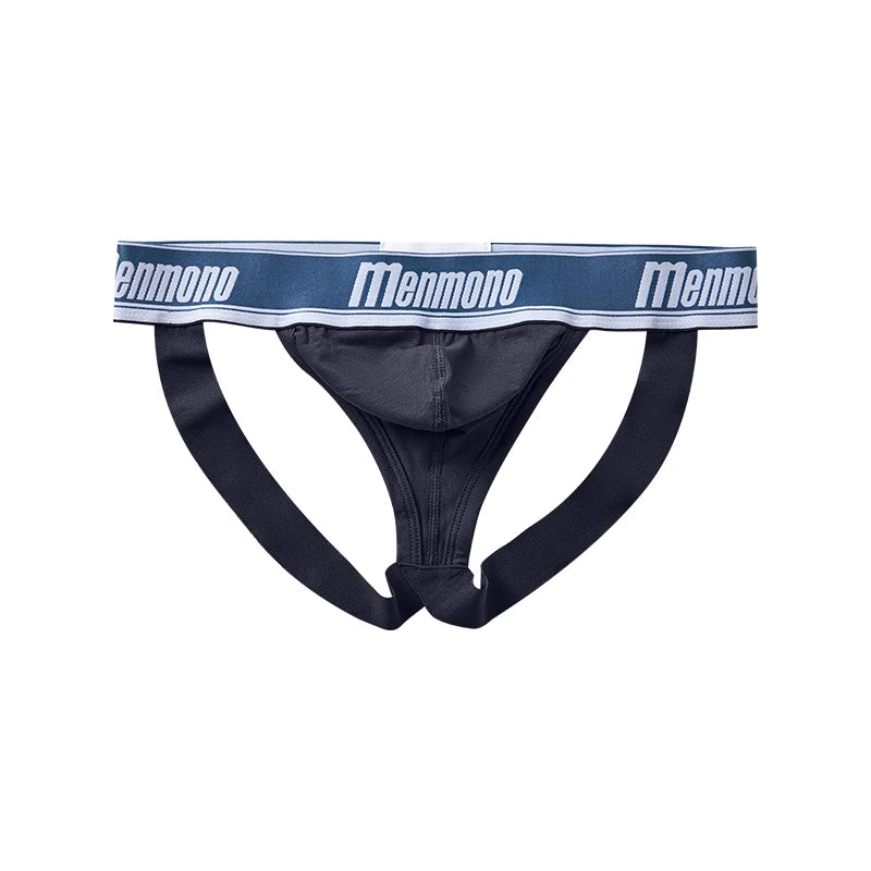 Men's thong pants  cotton double buttocks low waist sexy bullet separation design comfortable  simple white shorts