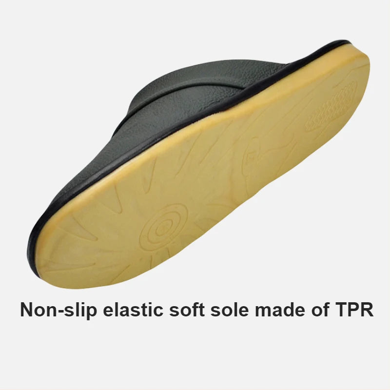 Genuine Cow Leather Slippers Homes in indoor slipper Spring Autumn summer men women elderly non-slip casual single Slides shoes