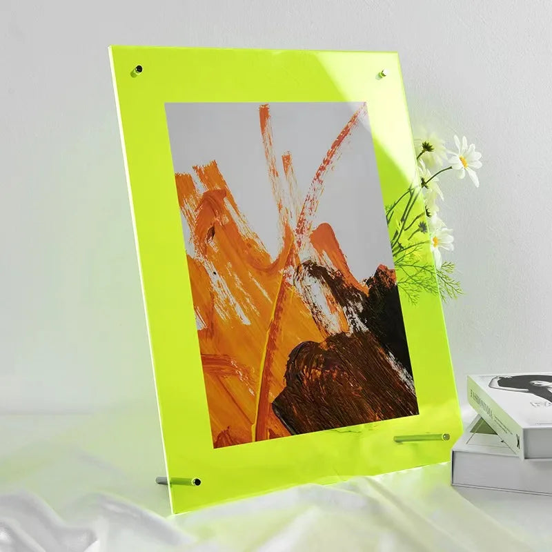 Acrylic Picture Frames,Color Desk Picture Frames with Stand,Modern Frameless Floating Frame for Desktop Display Gift Home Office