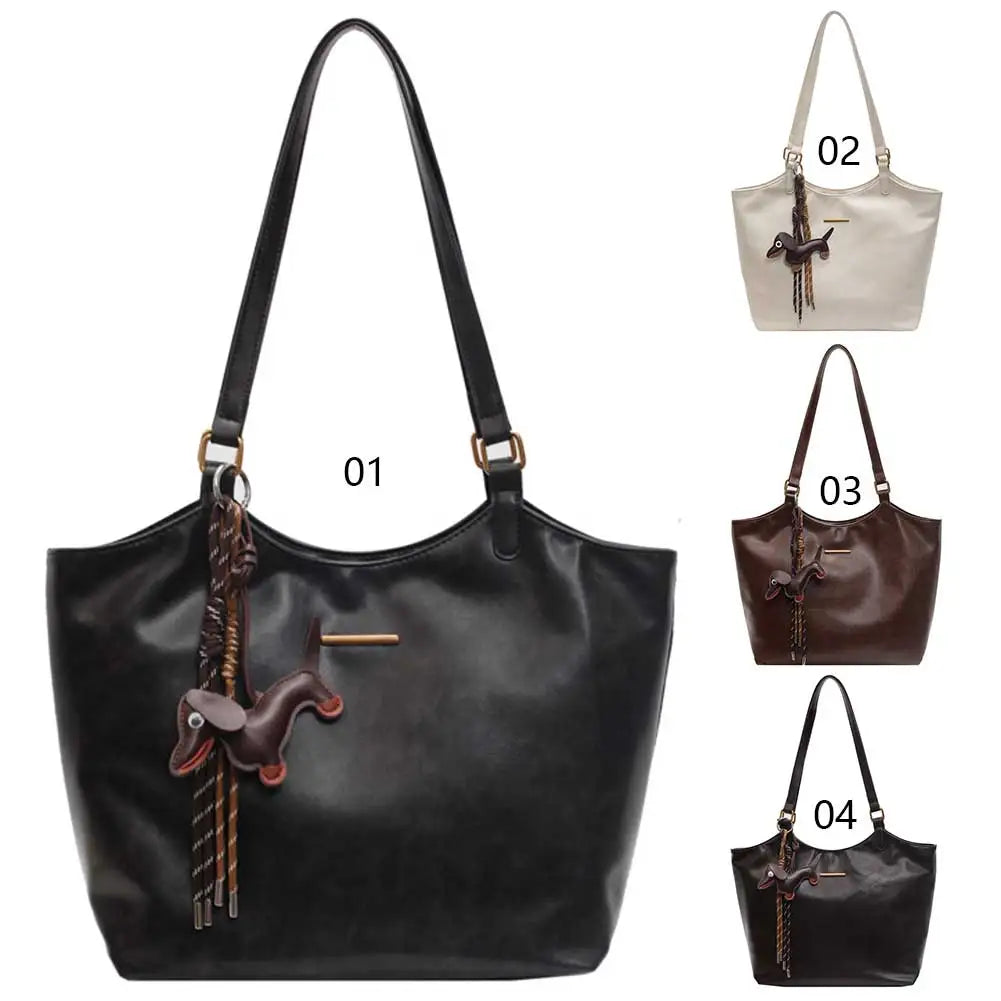 Women Vintage Shoulder Bag PU Leather Retro Tote Handbag Large Capacity Fashion Underarm Bag Female Travel Work Bag