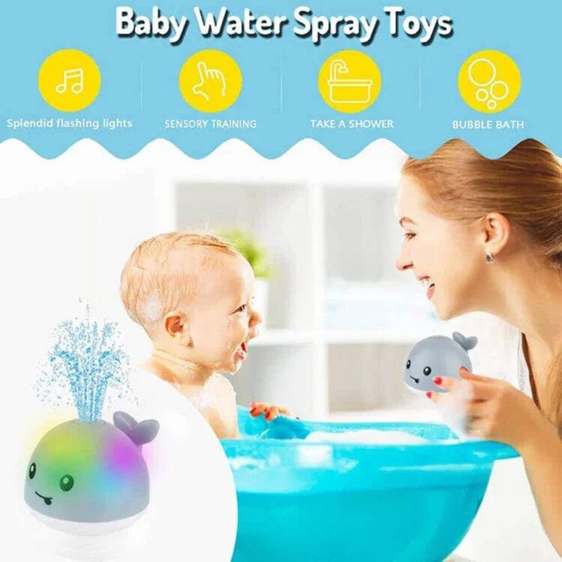 Waterproof Baby Bath Toys Whale Automatic Bathroom Toy Sprinkler Glowing LED Light toy,kids Infant Swim Pool Bathroom Toys Gifts
